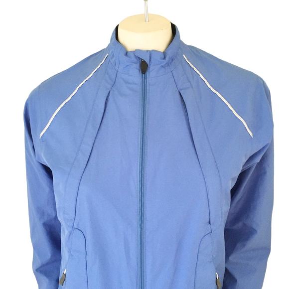 ASICS Mesh Lined Windbreaker Jacket Zip pockets Reflective Media pocket SZ M - Picture 3 of 12